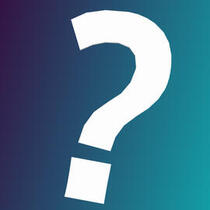 White question mark on a blue & purple gradient background.